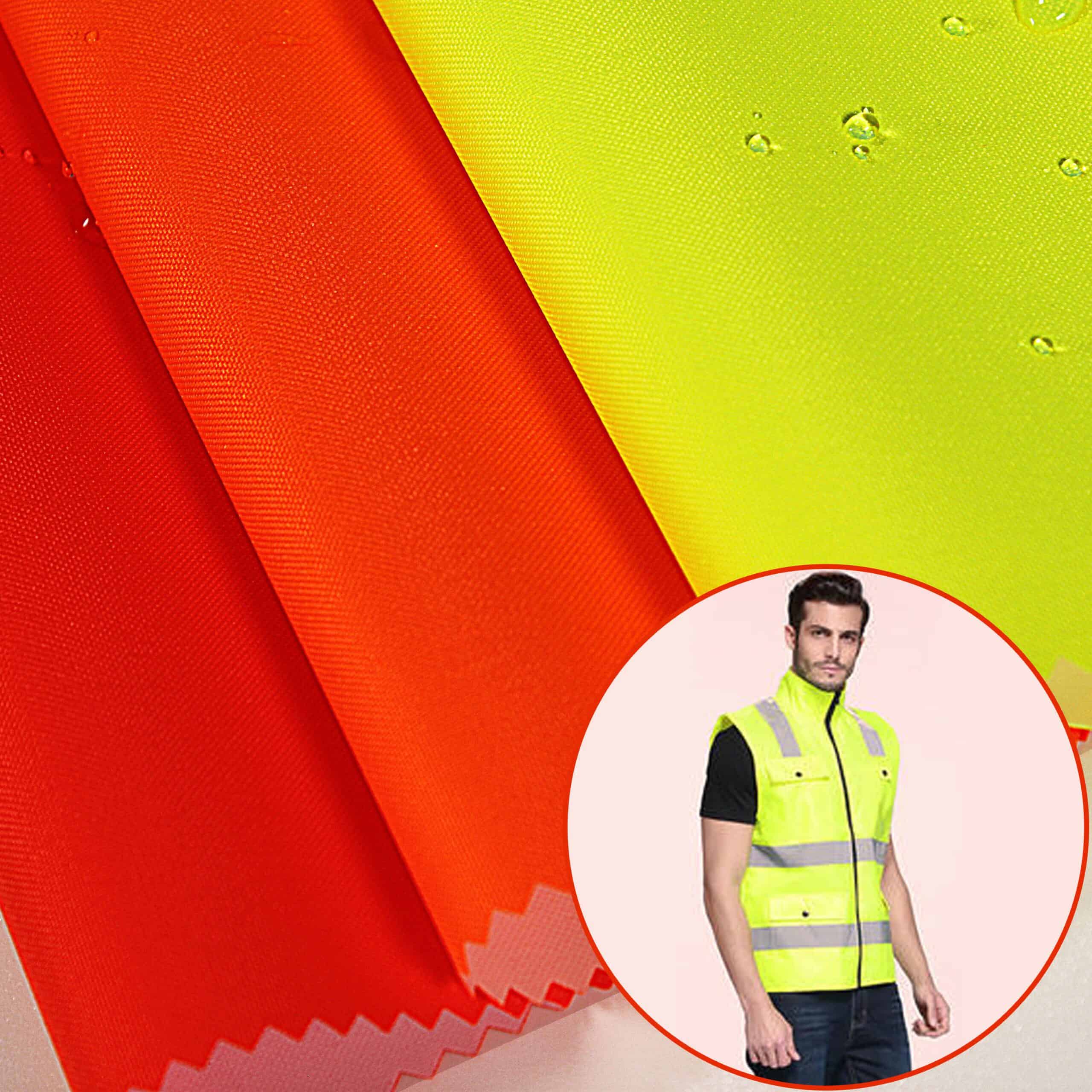 Tecido de poliéster Hi Vis Oxford 300D revestido com PU